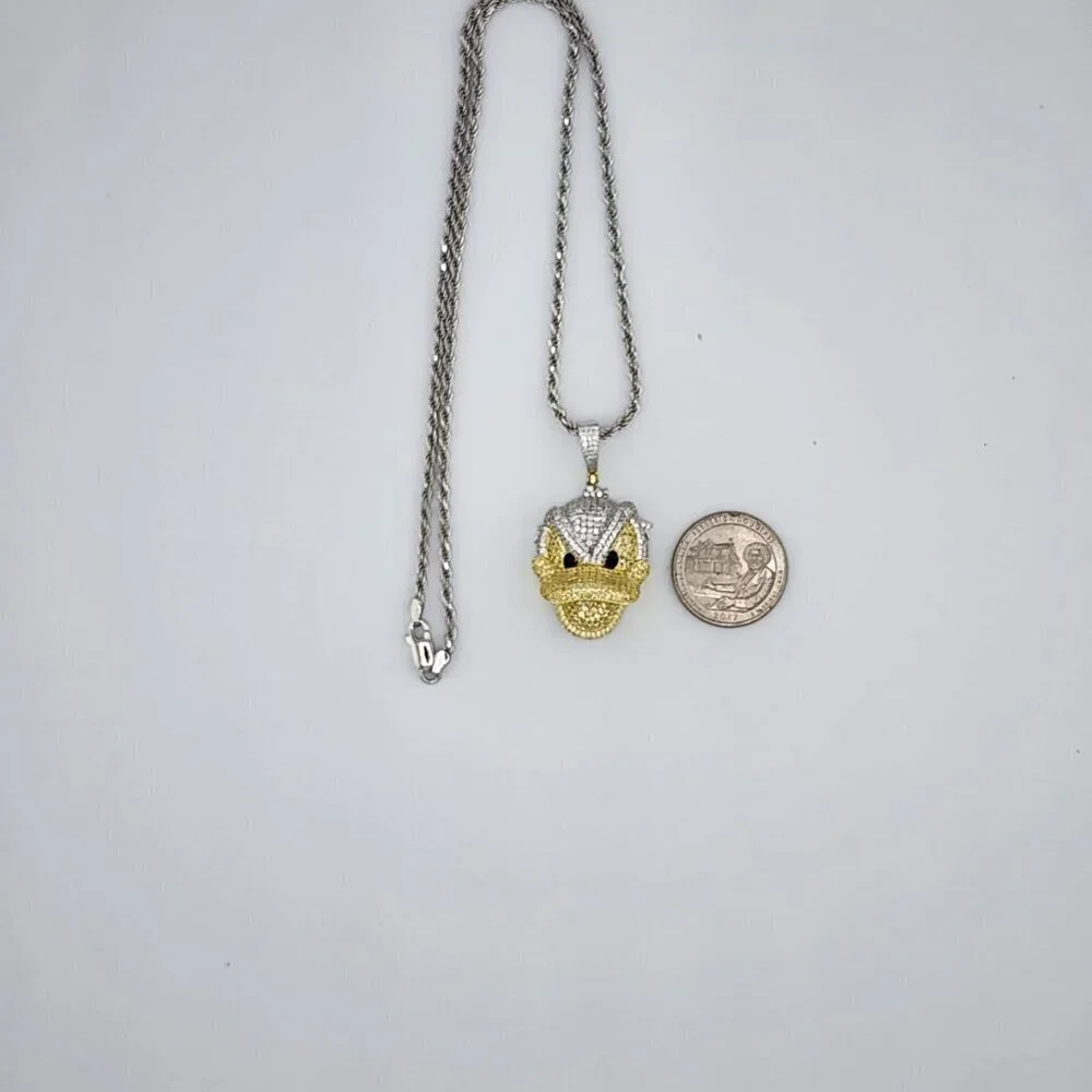 Brand New Sterling Silver 925 Angry Donald Necklace